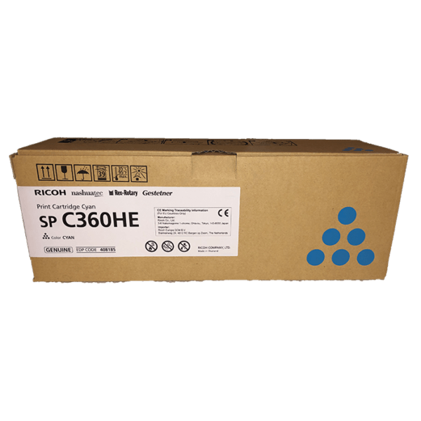 Ricoh Toner SP C360HE Cyan 408185 - Lancop SA
